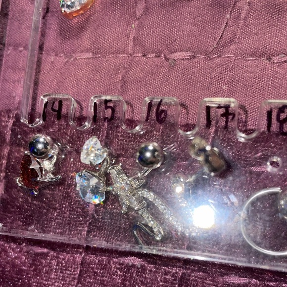 Rose Gold belly Naval Rings dropping dangle 2 piece sexy bling body piercing new - Picture 15 of 16